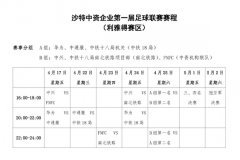 沙特中资企业第一届足球比赛赛程安排 （利雅得赛区）
