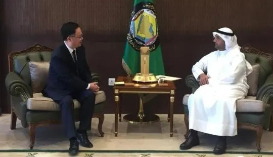 陈伟庆大使会见海湾阿拉伯国家合作委员会新任秘书长纳伊夫